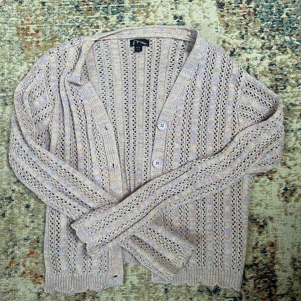 Girl Art Class Lavender Knit Cardigan
